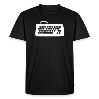 Clavier d’ordinateur rétro blanc vintage années 80 90 - T-shirt Premium bio Homme - noir - Devant - Nico (187cm)