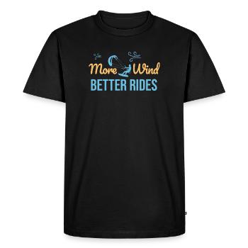 Plus de vent, de meilleures attractions – T-shirt de kitesurf - T-shirt Premium bio Homme - noir - Devant - Nico (187cm)
