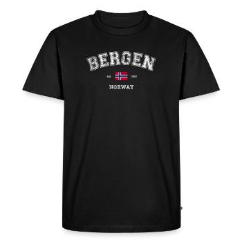 Bergen Norway - Men's Premium Organic T-Shirt - black - Front - Nico (187cm)
