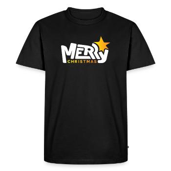 merry christmas font font graffiti star xmas - Men's Premium Organic T-Shirt - black - Front - Nico (187cm)