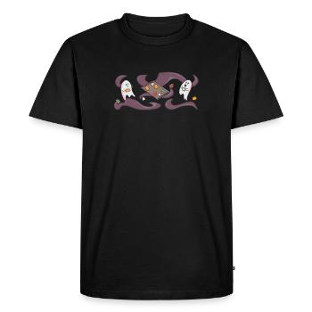 Fantômes préparant des biscuits - Motif large - T-shirt Premium bio Homme - noir - Devant - Nico (187cm)