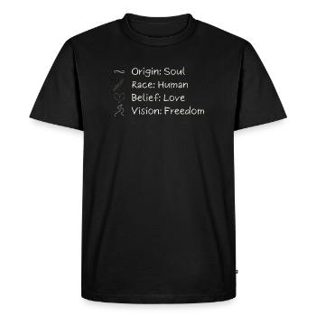 Une seule vision. Une liberté. Une seule humanité. - T-shirt Premium bio Homme - noir - Devant - Nico (187cm)