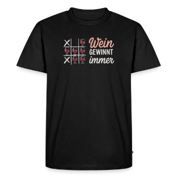 Wine Always Wins Tic Tac Toe Saying For - Men's Premium Organic T-Shirt - black - Front - Nico (187cm)