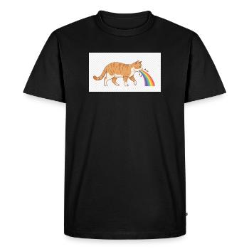 Cat Spitting Rainbow - Men's Premium Organic T-Shirt - black - Front - Nico (187cm)