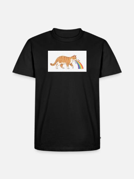 Katzenspuckender Regenbogen - Männer Premium Bio T-Shirt - Schwarz