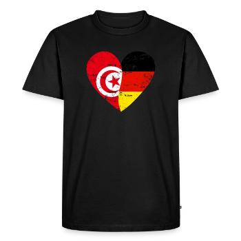 Tunisia Germany Flag Heart - Men's Premium Organic T-Shirt - black - Front - Nico (187cm)