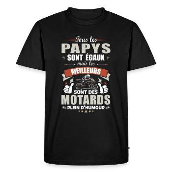 Papy Motard - Cadeau Humour Grand Père - T-shirt Premium bio Homme - noir - Devant - Nico (187cm)
