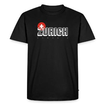 Mot-symbole Zurich avec écusson suisse - T-shirt Premium bio Homme - noir - Devant - Nico (187cm)
