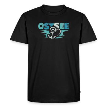 Ancre baltique rétro amour coeur logo symbole vintage - T-shirt Premium bio Homme - noir - Devant - Nico (187cm)