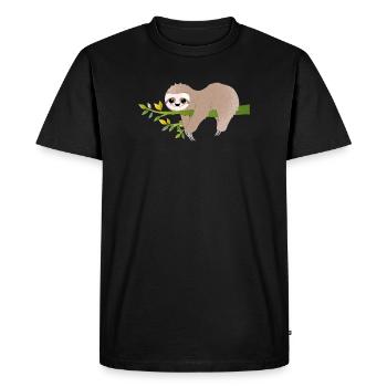 Relaxed Sloth – Charming Relax Motif - Men's Premium Organic T-Shirt - black - Front - Nico (187cm)
