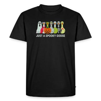 Ambiance Halloween avec Just A Spooky Goose - T-shirt Premium bio Homme - noir - Devant - Nico (187cm)