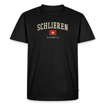Schlieren Suisse Police et drapeau vintage - T-shirt Premium bio Homme - noir - Devant - Nico (187cm)