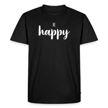 Be Happy – Positive Word Design - Men's Premium Organic T-Shirt - black - Front - Nico (187cm)