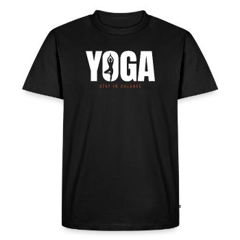 Yoga Équilibre – Motivation pour rester en équilibre - T-shirt Premium bio Homme - noir - Devant - Nico (187cm)