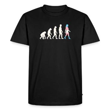 Mois de la fierté LGBTQ - Évolution MTF transgenre - T-shirt Premium bio Homme - noir - Devant - Nico (187cm)