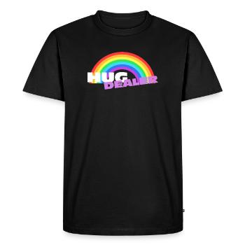 Autocollants Hug Dealer : design arc-en-ciel coloré - T-shirt Premium bio Homme - noir - Devant - Nico (187cm)