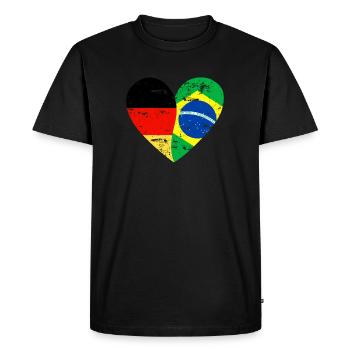 Flag Coeur Allemagne Brésil Drapeau - T-shirt Premium bio Homme - noir - Devant - Nico (187cm)