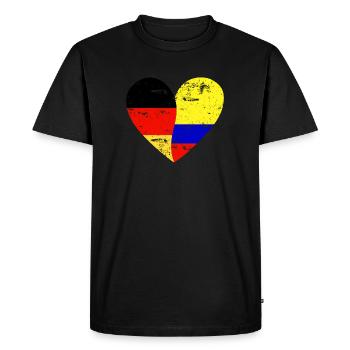 Flag Coeur Allemagne Colombie Drapeau - T-shirt Premium bio Homme - noir - Devant - Nico (187cm)
