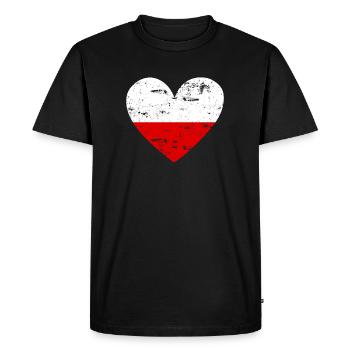 Drapeau Cœur Pologne Drapeau - T-shirt Premium bio Homme - noir - Devant - Nico (187cm)