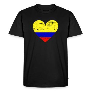 Drapeau Coeur Colombie Drapeau - T-shirt Premium bio Homme - noir - Devant - Nico (187cm)