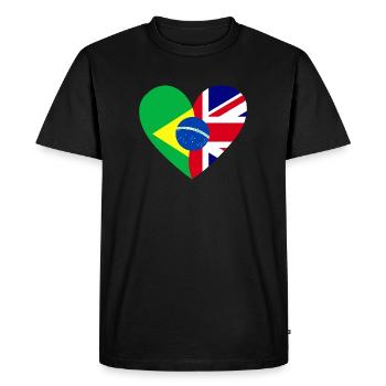 Flag Heart Brasil Great Britain Flag - T-shirt Premium bio Homme - noir - Devant - Nico (187cm)