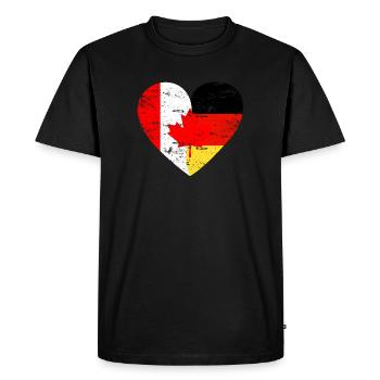 Flag Heart Canada Germany Flag - Men's Premium Organic T-Shirt - black - Front - Nico (187cm)