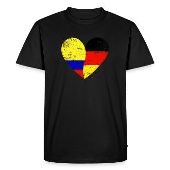 Flag Heart Germany Colombia Flag - Men's Premium Organic T-Shirt - black - Front - Nico (187cm)