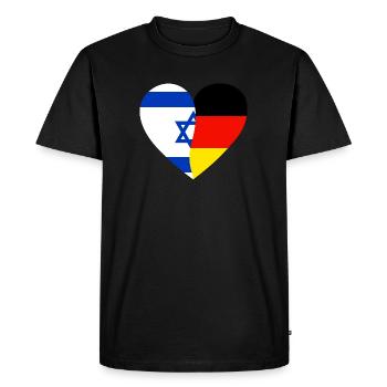 Israël Allemagne Drapeau Cœur - T-shirt Premium bio Homme - noir - Devant - Nico (187cm)