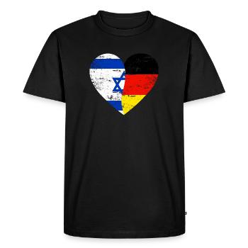Israël Allemagne Drapeau Cœur - T-shirt Premium bio Homme - noir - Devant - Nico (187cm)