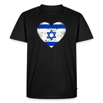 Cœur du drapeau d’Israël - T-shirt Premium bio Homme - noir - Devant - Nico (187cm)