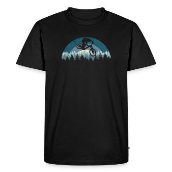 Saut VTT de nuit en forêt - T-shirt Premium bio Homme - noir - Devant - Nico (187cm)