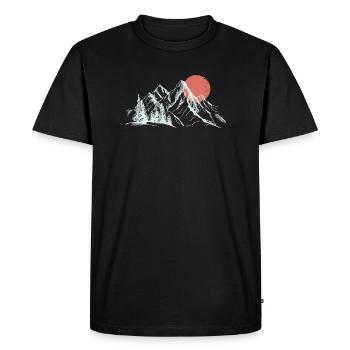 Crimson Sun Over Snowy Peaks - Men's Premium Organic T-Shirt - black - Front - Nico (187cm)