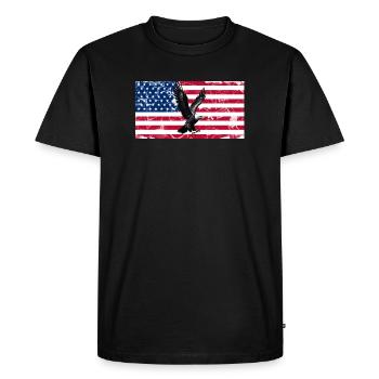 Aigle de la Liberté sur le drapeau américain - T-shirt Premium bio Homme - noir - Devant - Nico (187cm)