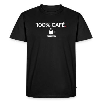 100% COFFEE | Coffee Humor - Men's Premium Organic T-Shirt - black - Front - Nico (187cm)