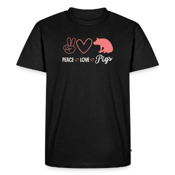 Paix Amour Cochons Paix Amour Cochons Cœur - T-shirt Premium bio Homme - noir - Devant - Nico (187cm)