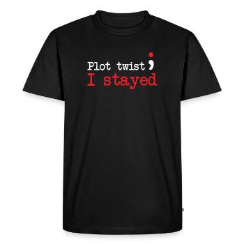 Point-virgule : rebondissement : je suis resté point-virgule - T-shirt Premium bio Homme - noir - Devant - Nico (187cm)