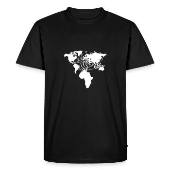 Carte du monde de l'Afrique devient arbre aux gens du monde - T-shirt Premium bio Homme - noir - Devant - Nico (187cm)