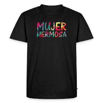 mujer hermosa t-shirt design espagnol text design - T-shirt Premium bio Homme - noir - Devant - Nico (187cm)