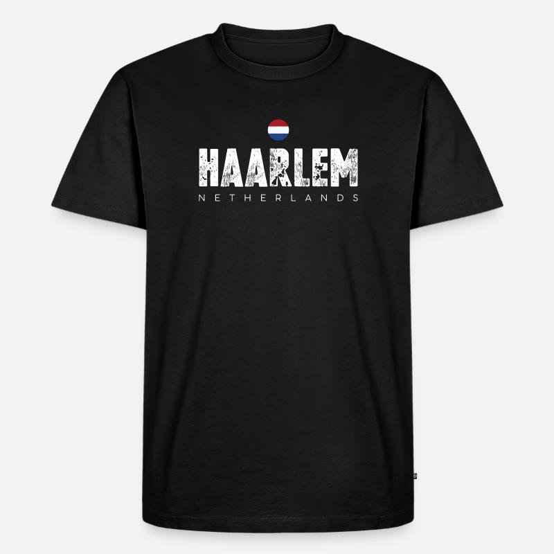 Haarlem Distressed Logo - Männer Premium Bio T-Shirt - Schwarz