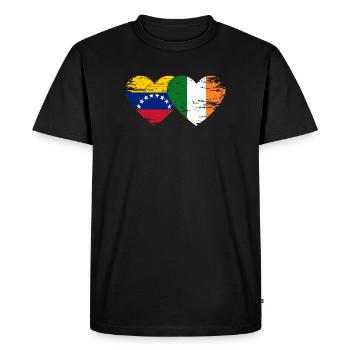 Venezuela Ireland Hearts Collage - T-shirt Premium bio Homme - noir - Devant - Nico (187cm)