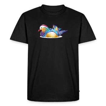 Canard mandarin coloré sur l’eau – élégance colorée - T-shirt Premium bio Homme - noir - Devant - Nico (187cm)