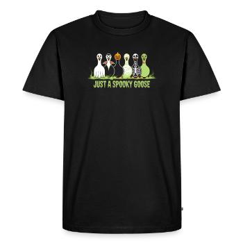 Ambiance Halloween avec Just A Spooky Goose - T-shirt Premium bio Homme - noir - Devant - Nico (187cm)