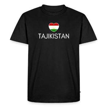 Cœur avec le drapeau tadjik, j’aime le Tadjikistan - T-shirt Premium bio Homme - noir - Devant - Nico (187cm)