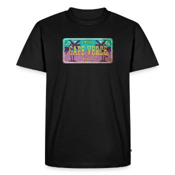 Signe vintage palmier du Cap-Vert - T-shirt Premium bio Homme - noir - Devant - Nico (187cm)