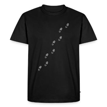 Imprimé chaussure, semelle de chaussure - à travers la chemise - T-shirt Premium bio Homme - noir - Devant - Nico (187cm)