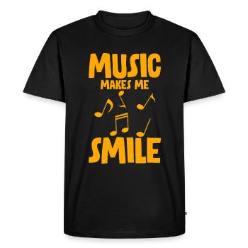 Music Makes Me Smile 2 - Men's Premium Organic T-Shirt - black - Front - Nico (187cm)