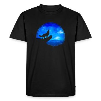 A WOLF HOWLING - Men's Premium Organic T-Shirt - black - Front - Nico (187cm)