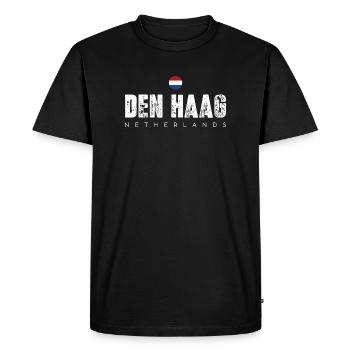 Den Haag Typographie de la ville en détresse - T-shirt Premium bio Homme - noir - Devant - Nico (187cm)