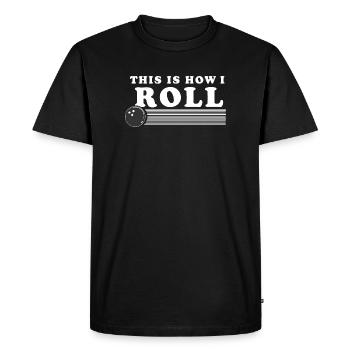 This Is How I ROll Retro Bowling Ball - Men's Premium Organic T-Shirt - black - Front - Nico (187cm)