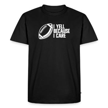 Je crie parce que je me soucie des parents footballeurs - T-shirt Premium bio Homme - noir - Devant - Nico (187cm)
